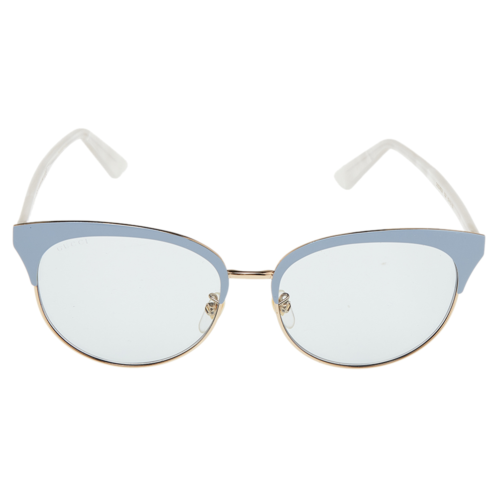 

Gucci Gold Tone/Light Blue GG0246SA Round Sunglasses