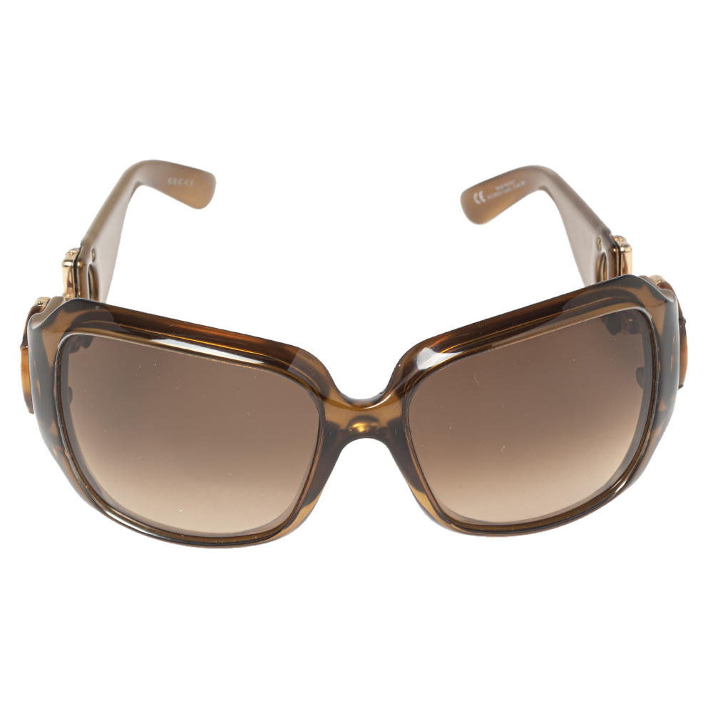 

Gucci Brown Acetate GG2969 Bamboo Horsebit Gradient Oversized Sunglasses
