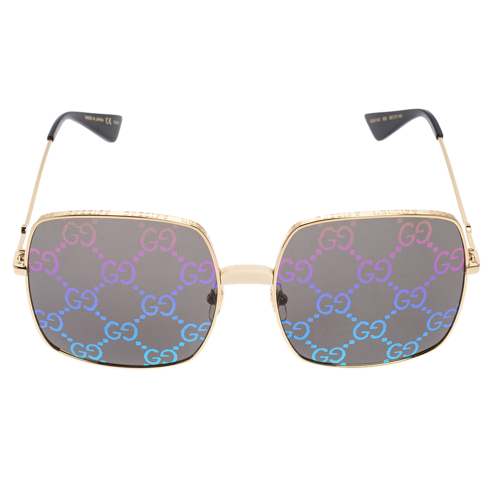 

Gucci Multicolor Guccissima Acetate and Gold Metal Tone GG414S Square Sunglasses