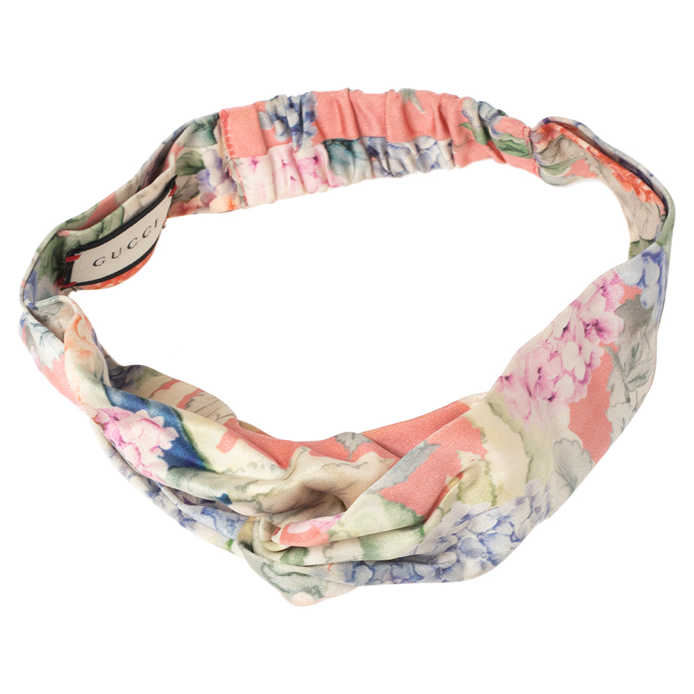 

Gucci Floral Printed Front Knotted Silk Headband, Multicolor