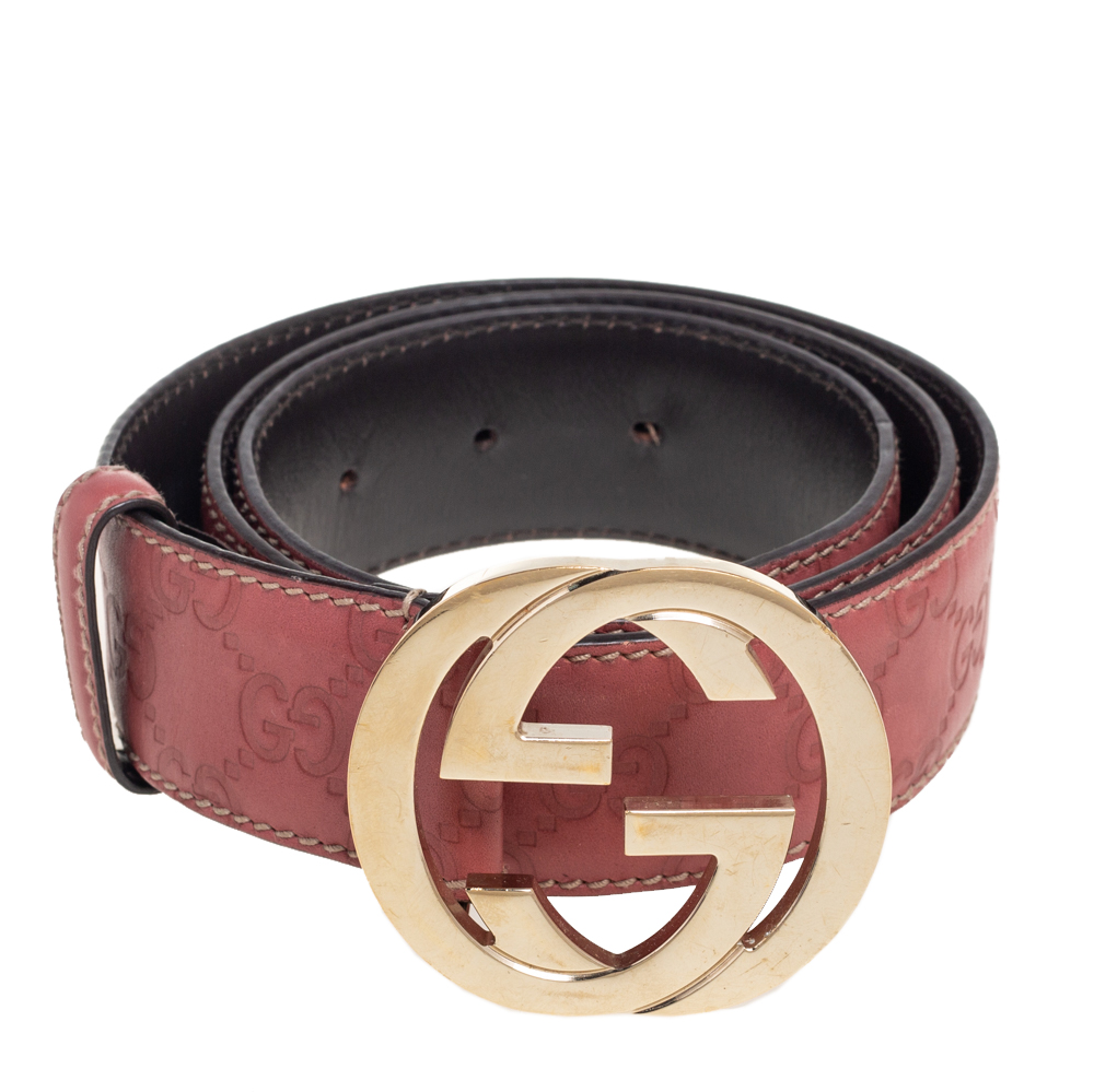 

Gucci Pale Pink Guccissima Leather Interlocking G Buckle Belt