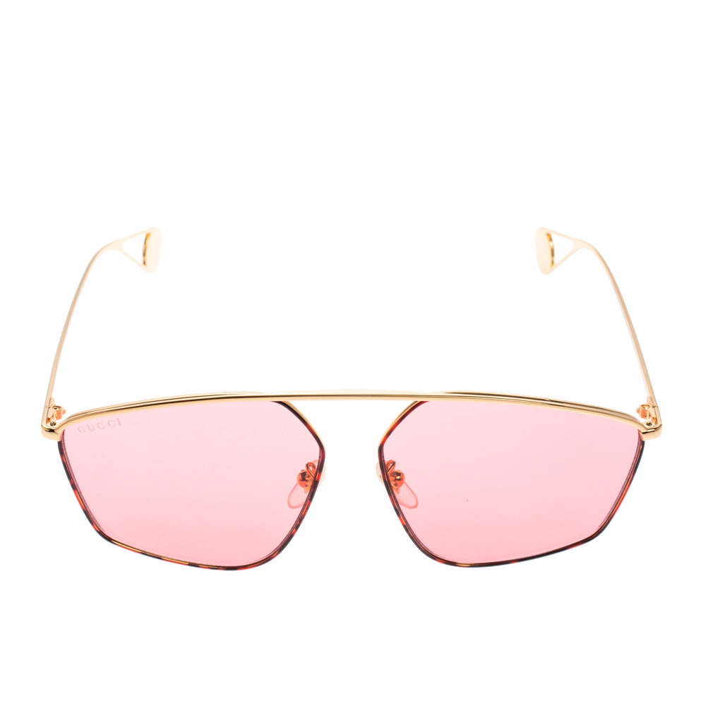 

Gucci Pink Acetate GG0437SA Geometric Sunglasses