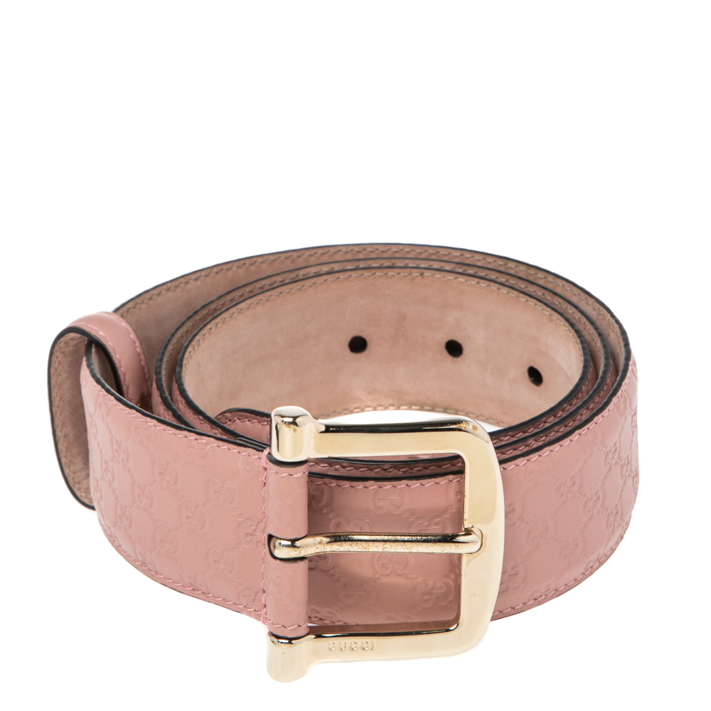 

Gucci Pink Microguccissima Leather Buckle Belt