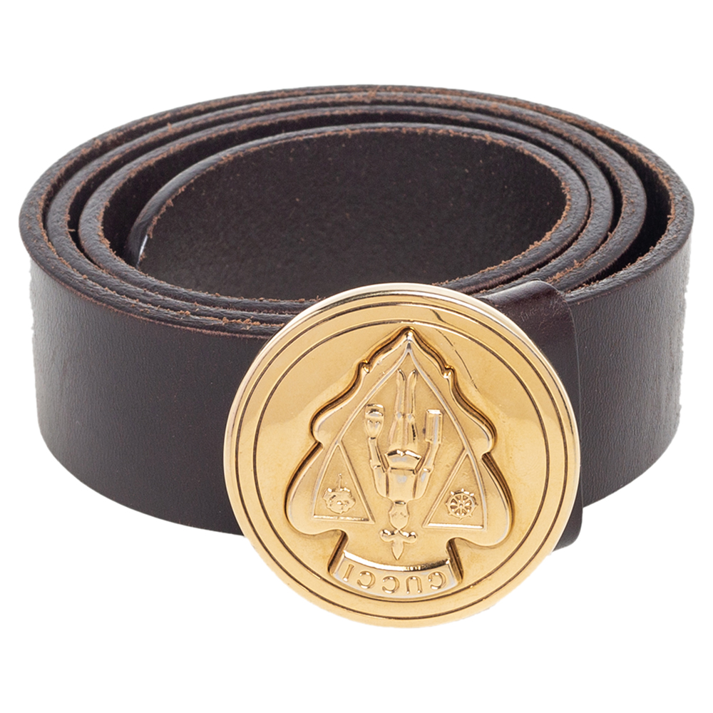 

Gucci Dark Brown Leather Hysteria Buckle Belt