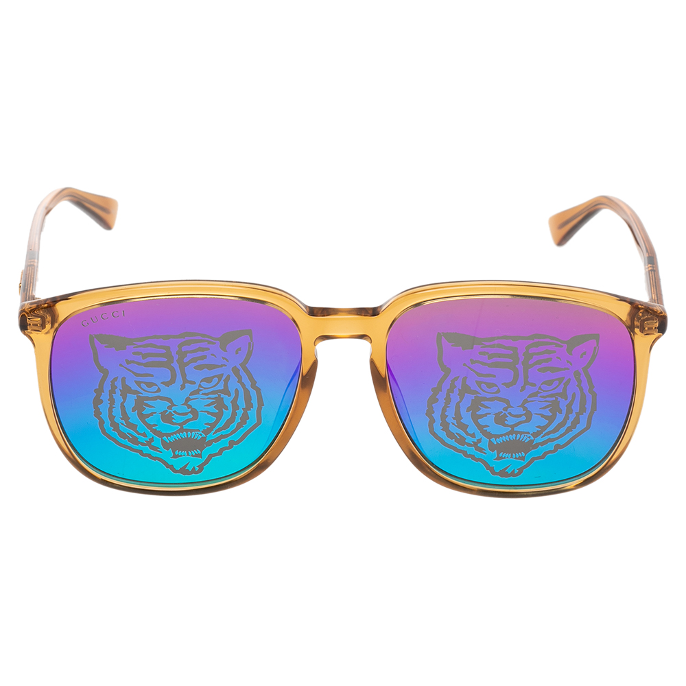

Gucci Brown/Multicolor Gradient Tiger Print GG0265S Square Sunglasses
