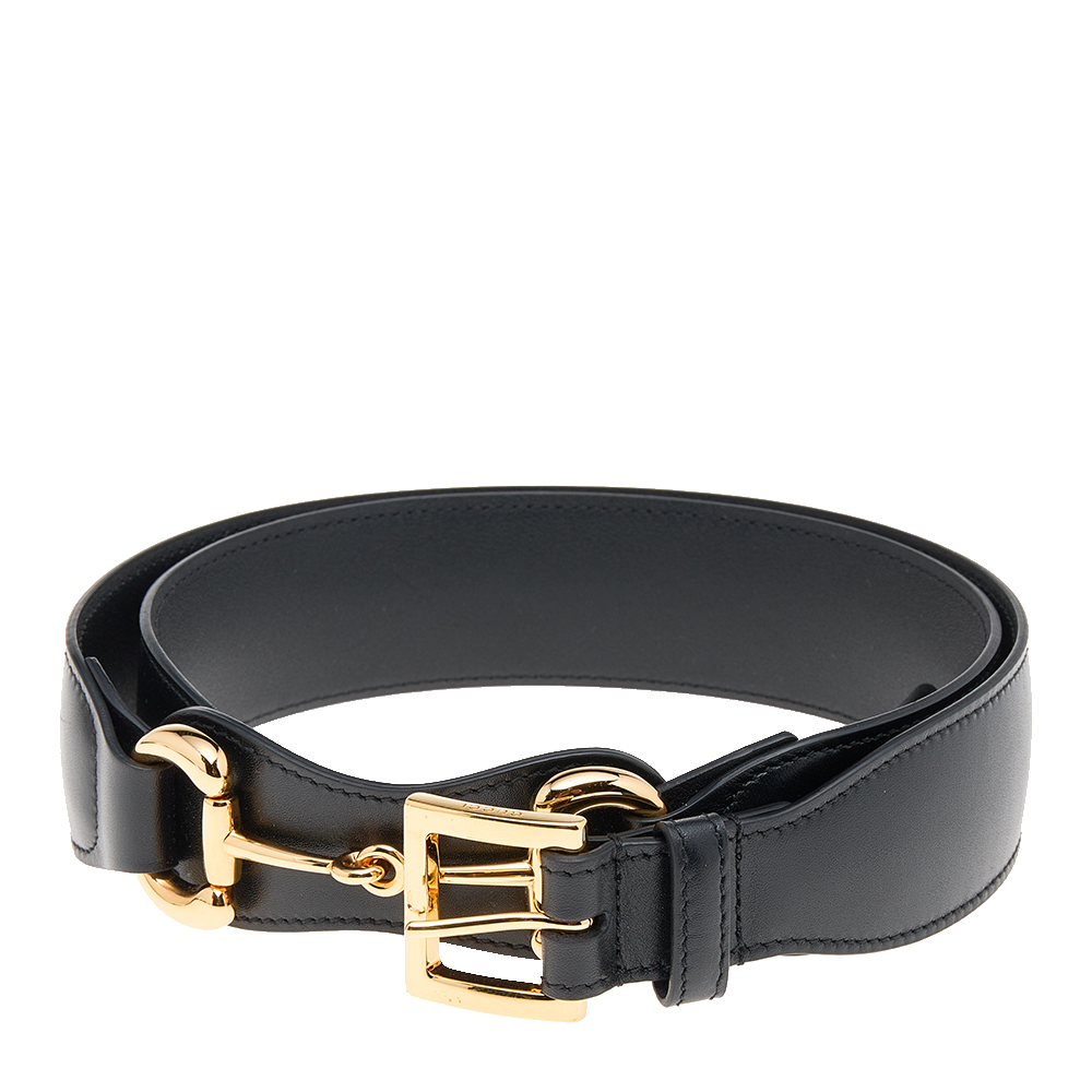 

Gucci Black Leather Horsebit Buckle Belt