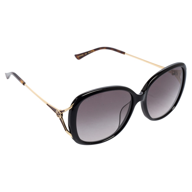 Pre-owned Gucci Black Acetate Gg0649sk Gradient Oversized Sunglasses