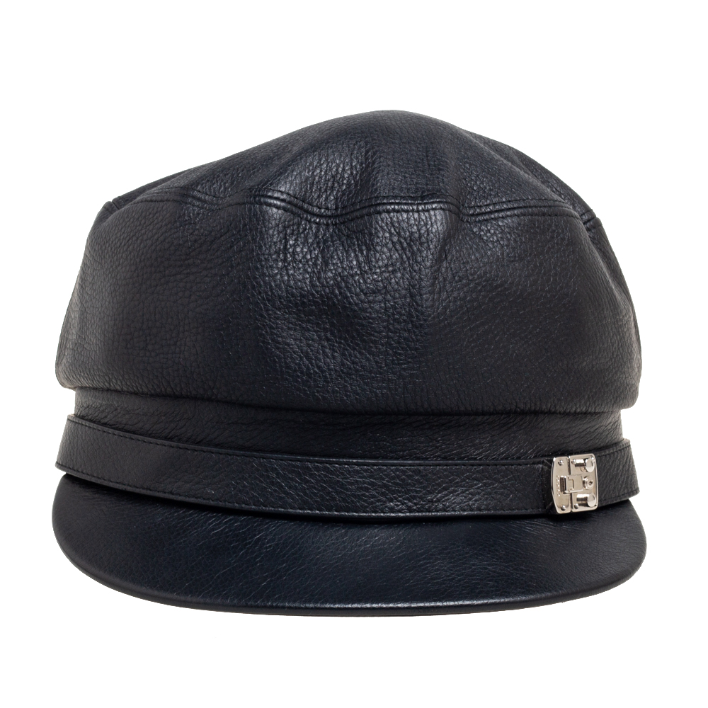 

Gucci Black Leather Papercap Cap