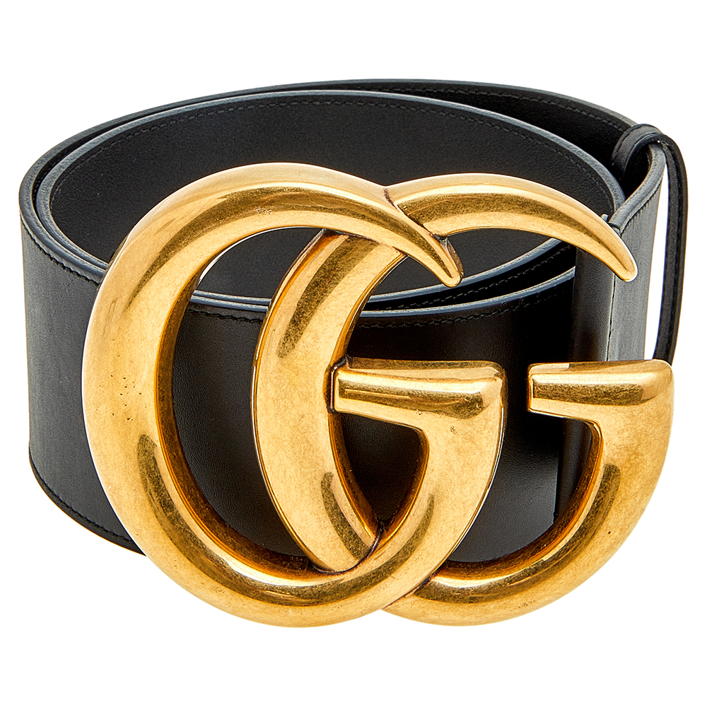 

Gucci Black Leather Double G Buckle Belt