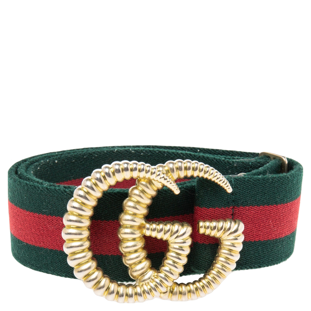 

Gucci Green/Red Canvas Torchon Double G Web Belt