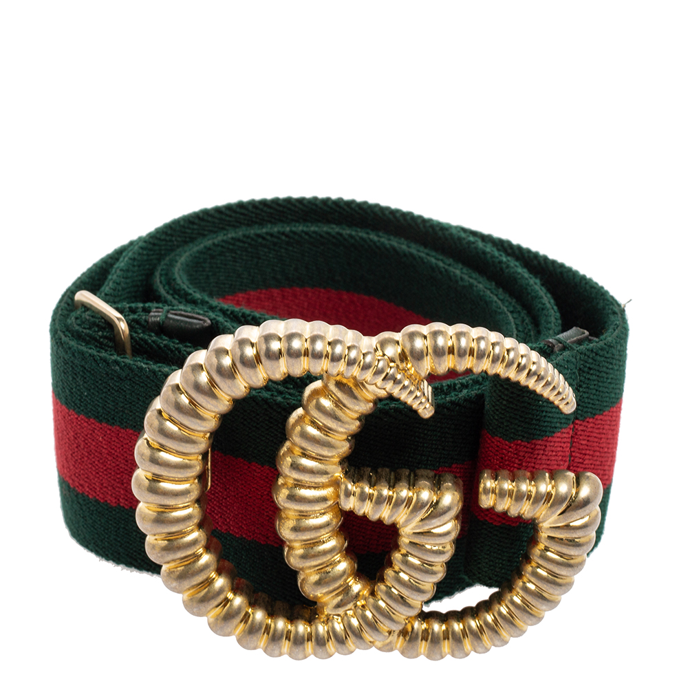 

Gucci Green/Red Canvas Torchon Double G Web Belt