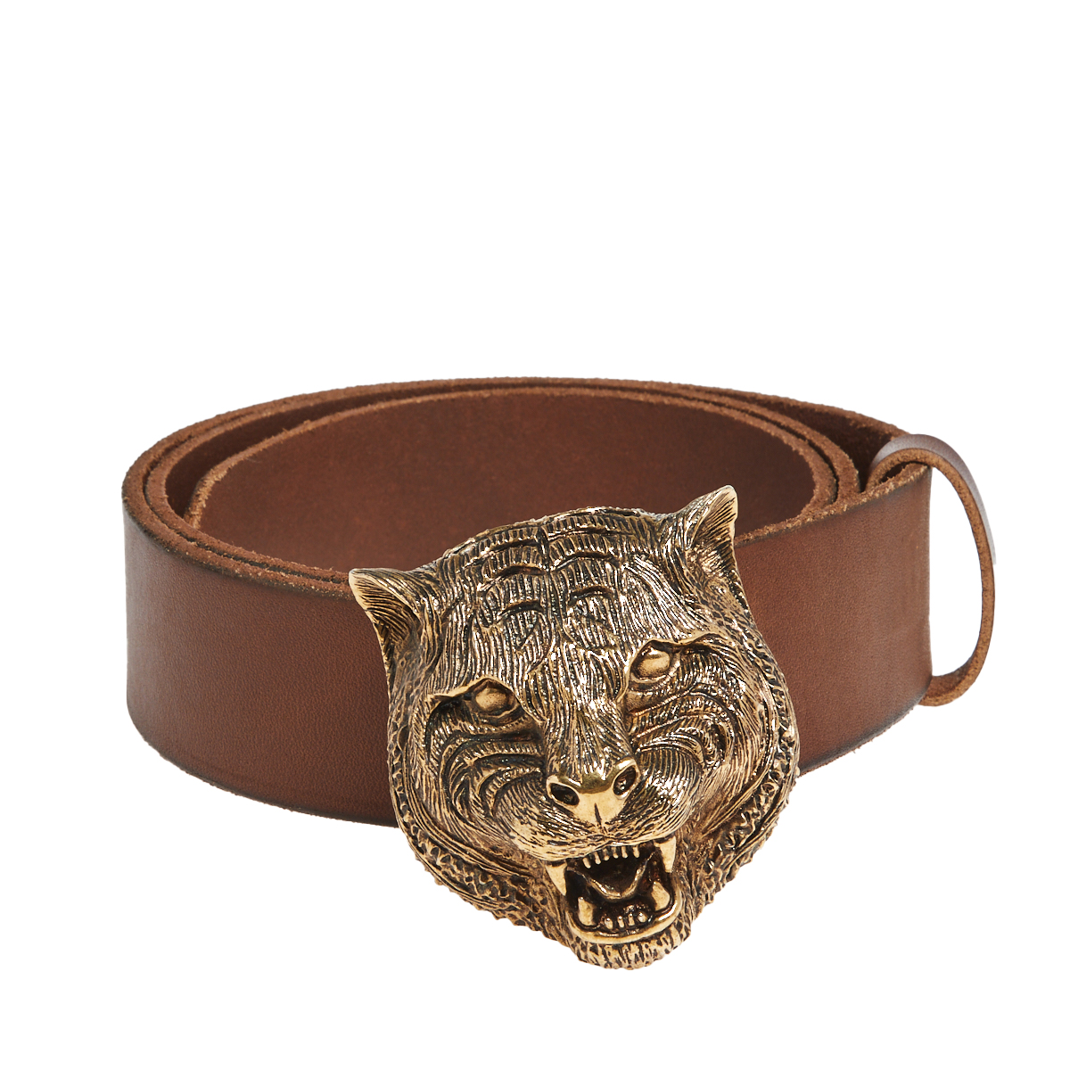 

Gucci Brown Ombre Leather Tiger Head Belt