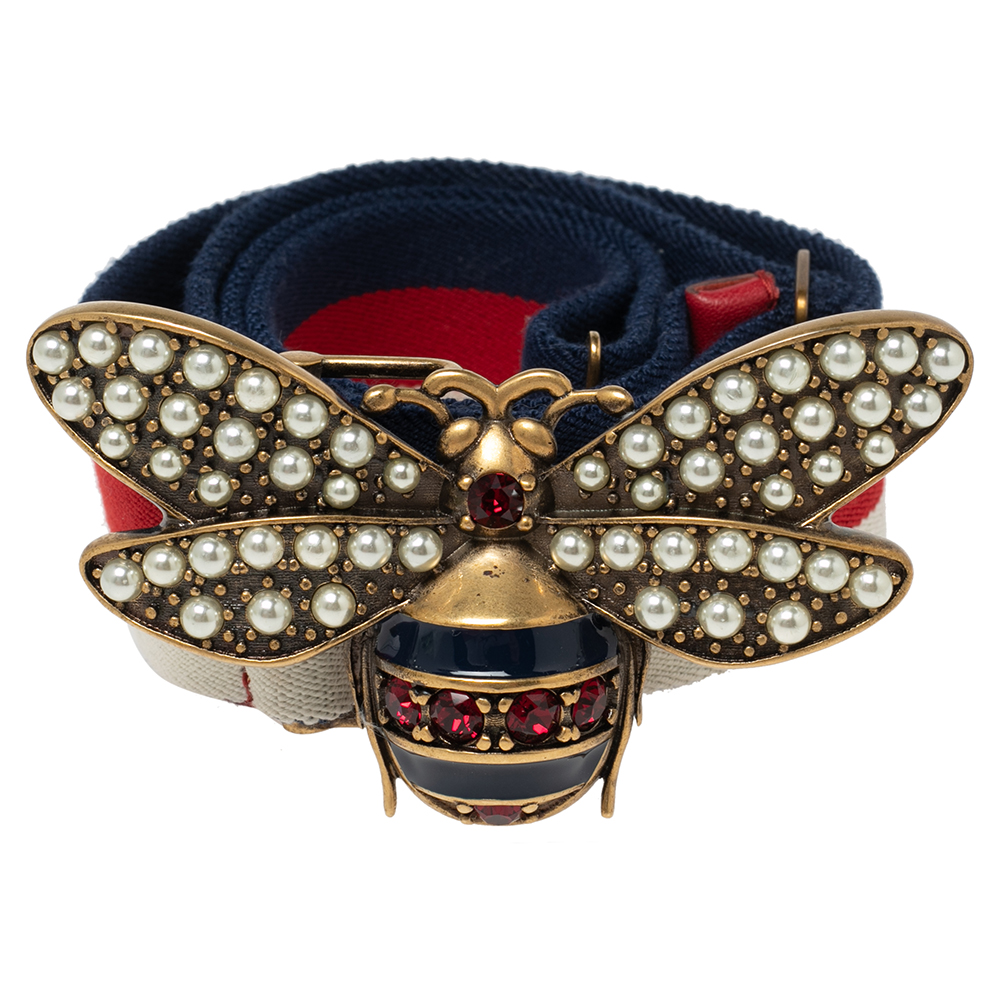 

Gucci Multicolor Web Canvas Queen Margaret Bee Belt