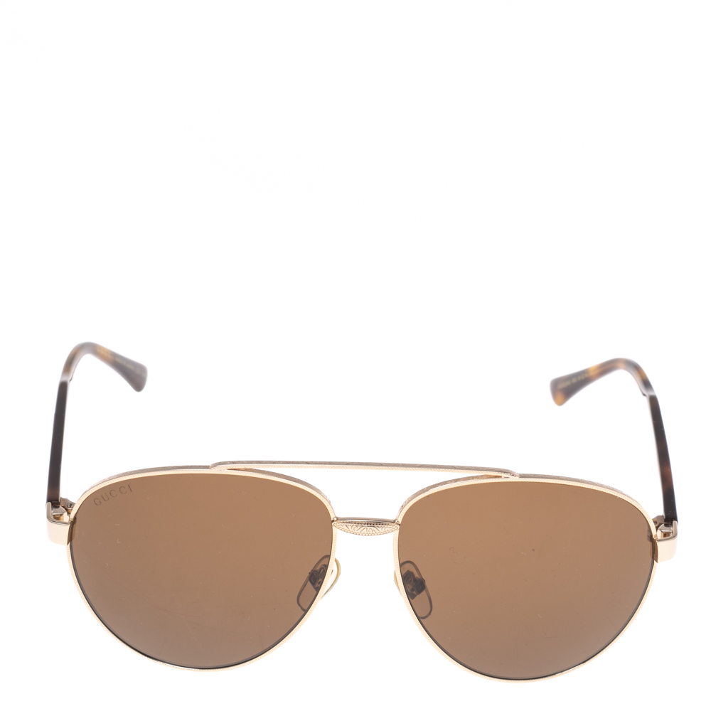 

Gucci Brown Havana GG0054S Aviator Sunglasses