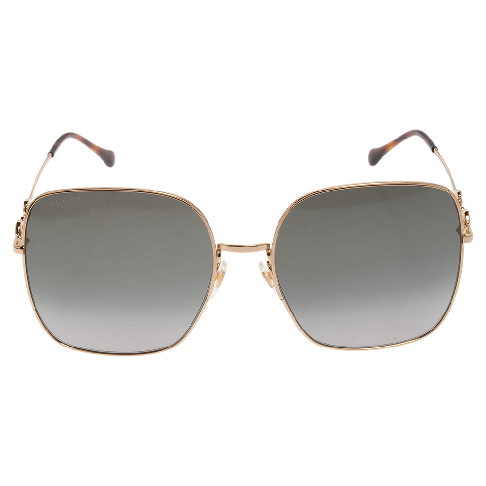 

Gucci Grey/Havana GG 0879S Oversized Square Gradient Sunglasses, Brown