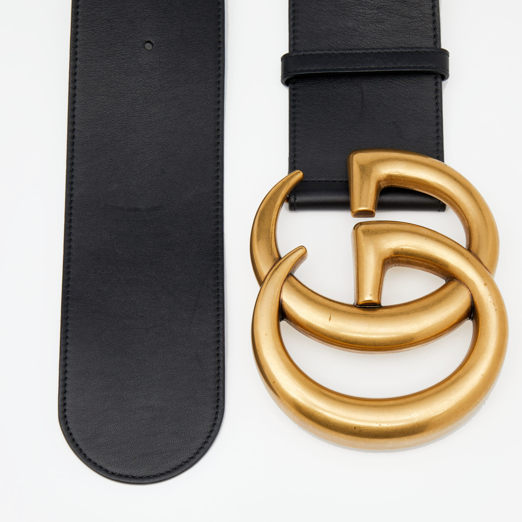 

Gucci Black Leather GG Marmont Belt