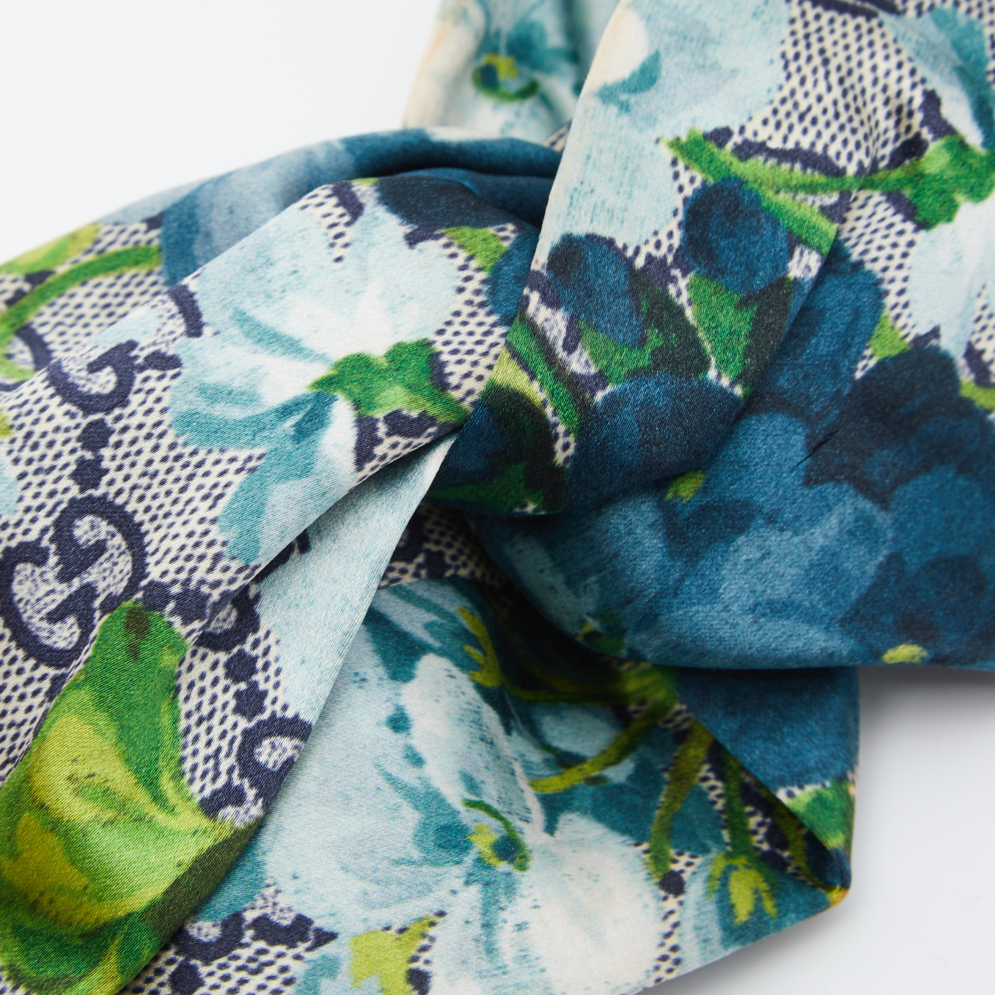 

Gucci Blue Blooms Print GG Silk Headband