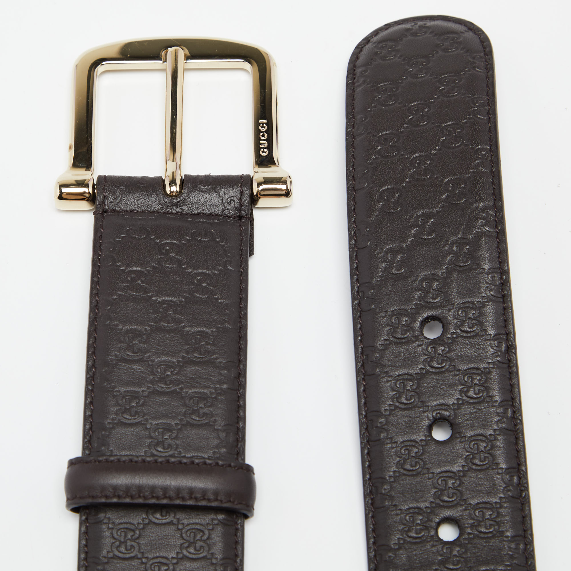 

Gucci Dark Brown Microguccissima Leather Buckle Belt