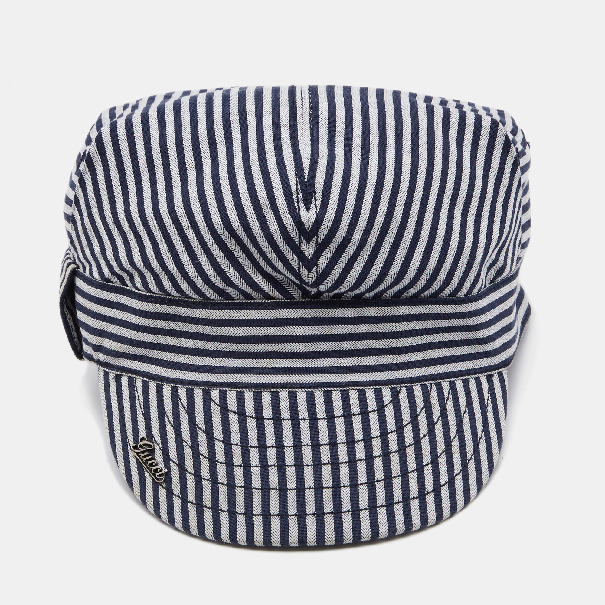 Gucci Navy Blue and White Striped Cap Size