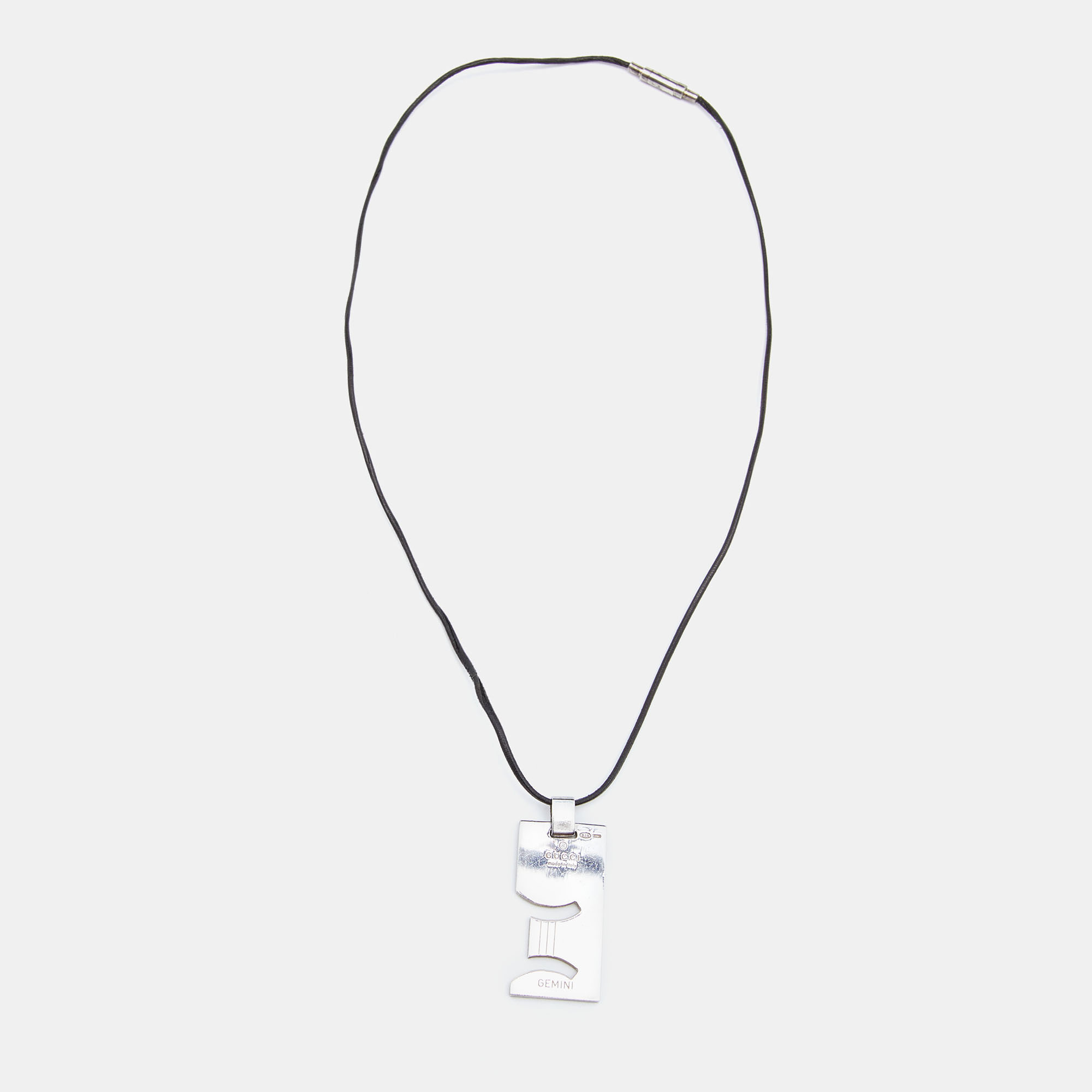 

Gucci Sterling Silver Gemini Zodiac Pendant Cord Necklace