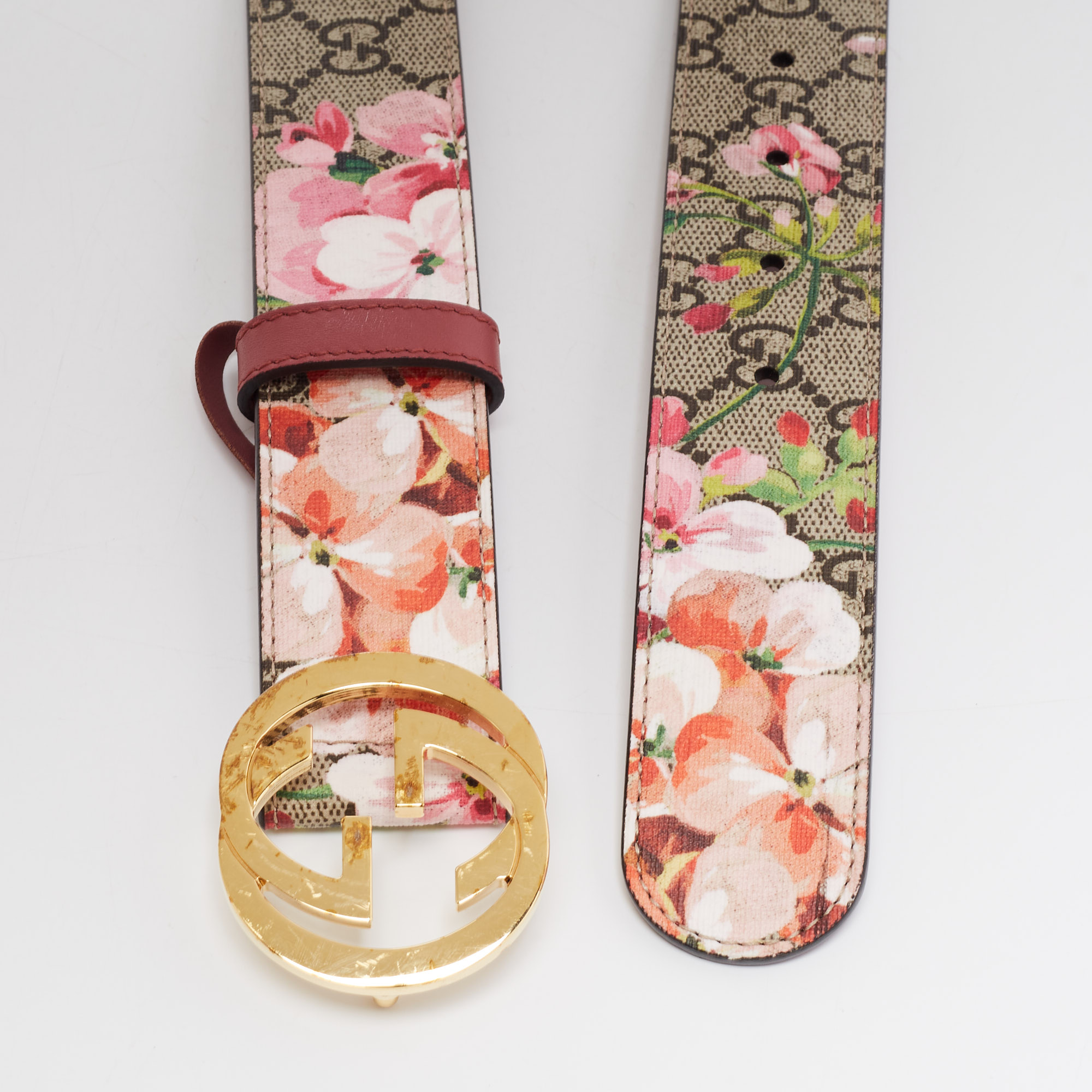 

Gucci Multicolor GG Supreme Blooms Print Canvas Interlocking G Buckle Belt