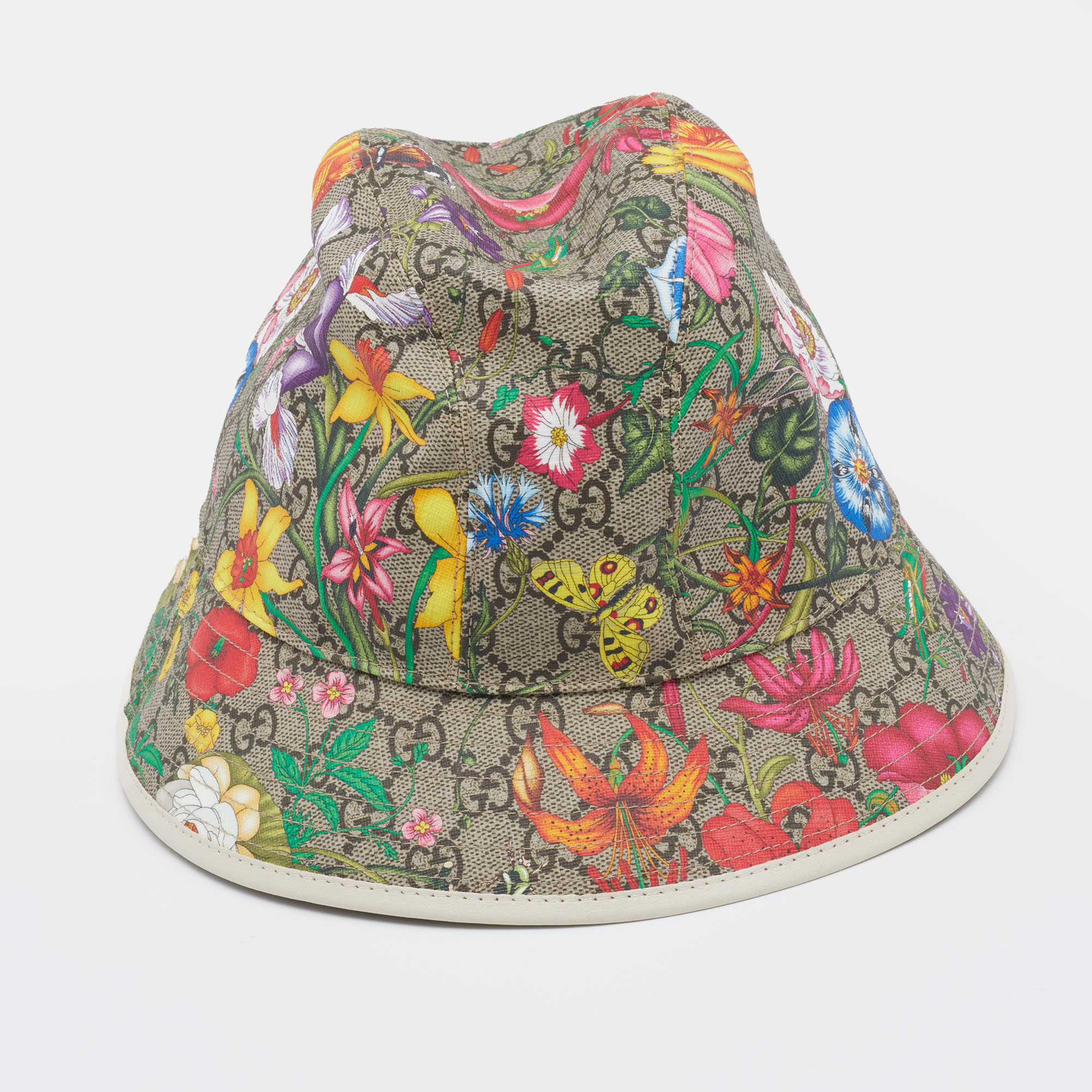 

Gucci Beige GG Supreme Flora Print Canvas Bucket Hat