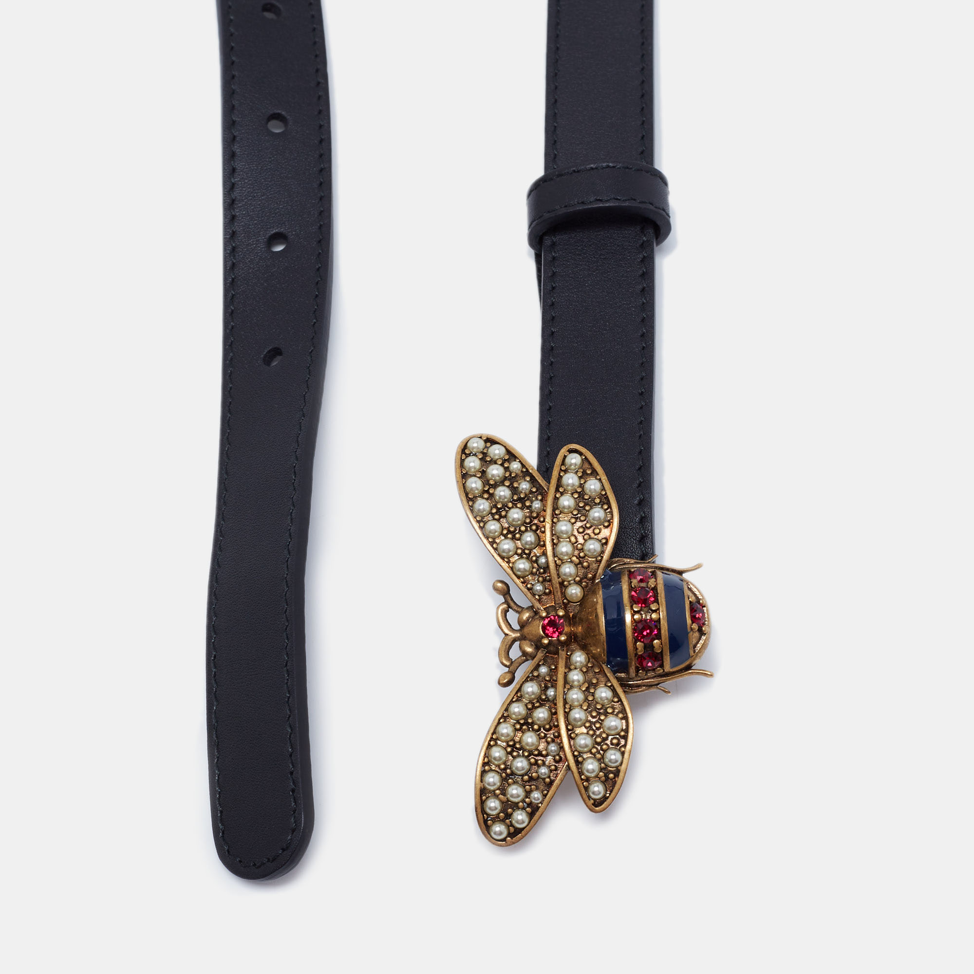 

Gucci Black Leather Queen Margaret Belt