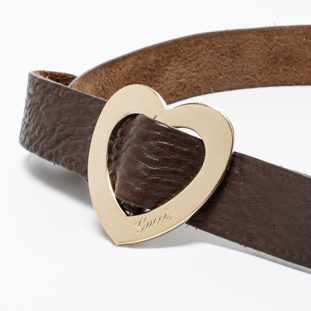 

Gucci Brown Leather Heart Buckle Belt