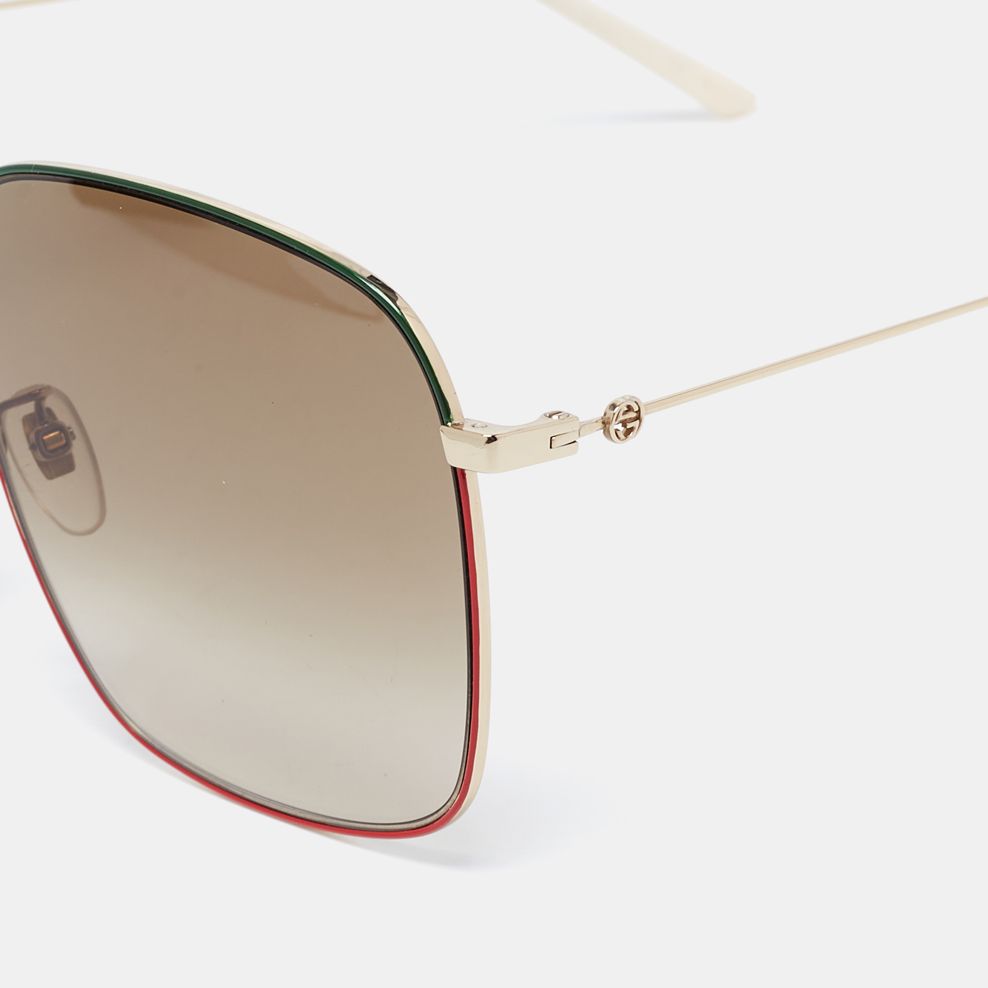 

Gucci Cream GG0394S Rectangular Gradient Sunglasses