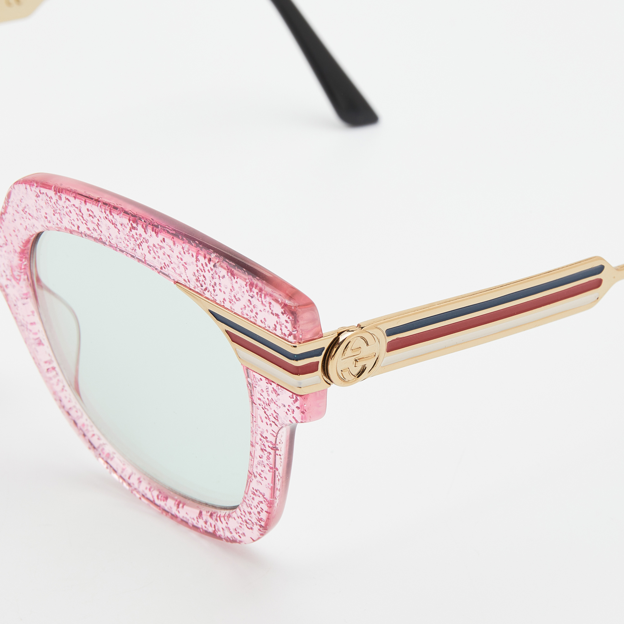 

Gucci Pink Glitter/Green GG0281S Oversized Sunglasses