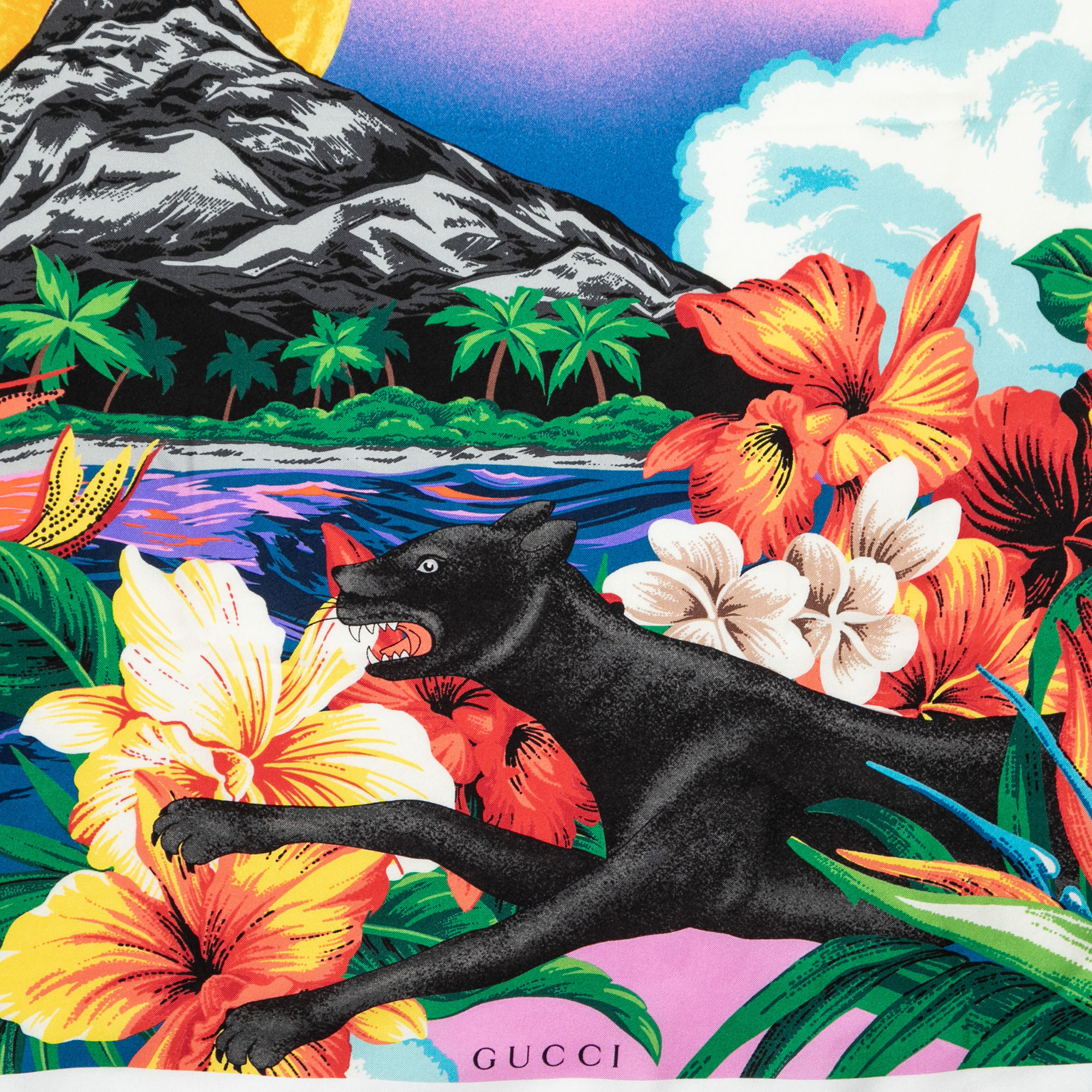 

Gucci Multicolor Nature Printed Silk Square Scarf