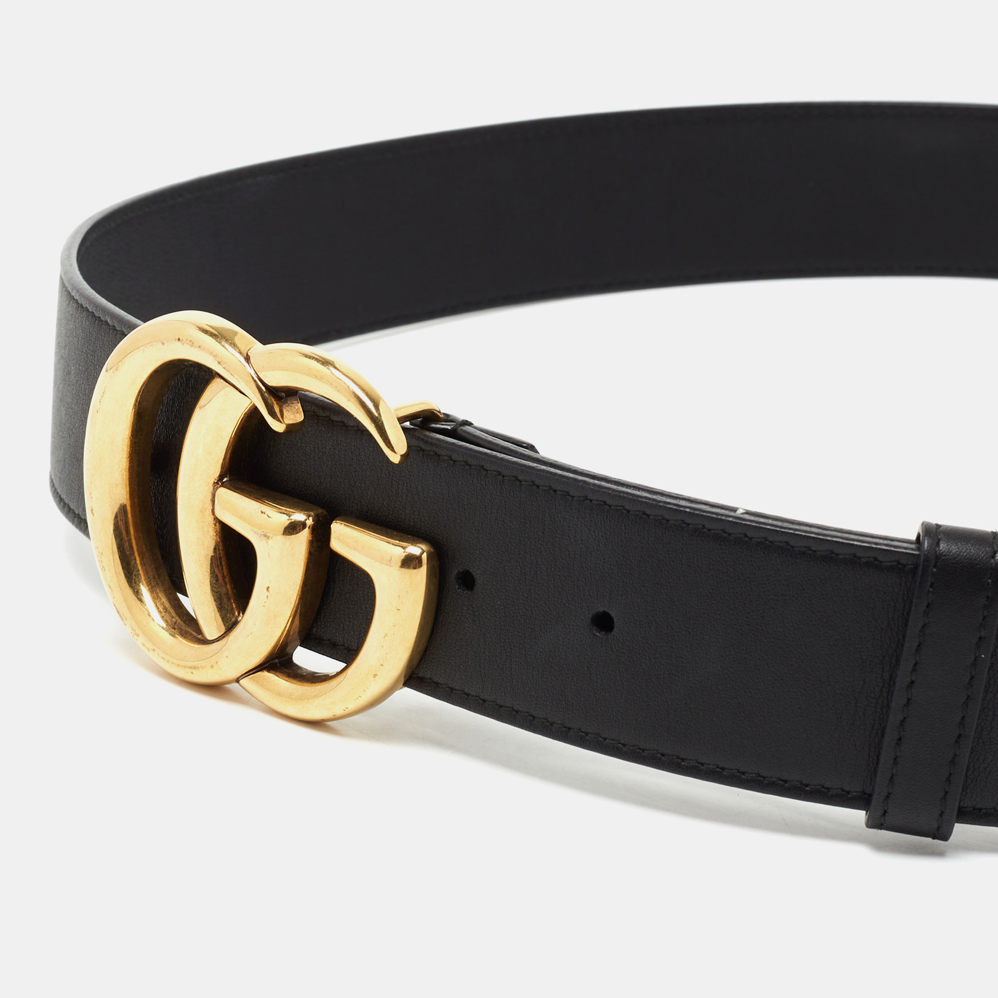

Gucci Black Leather GG Marmont Belt