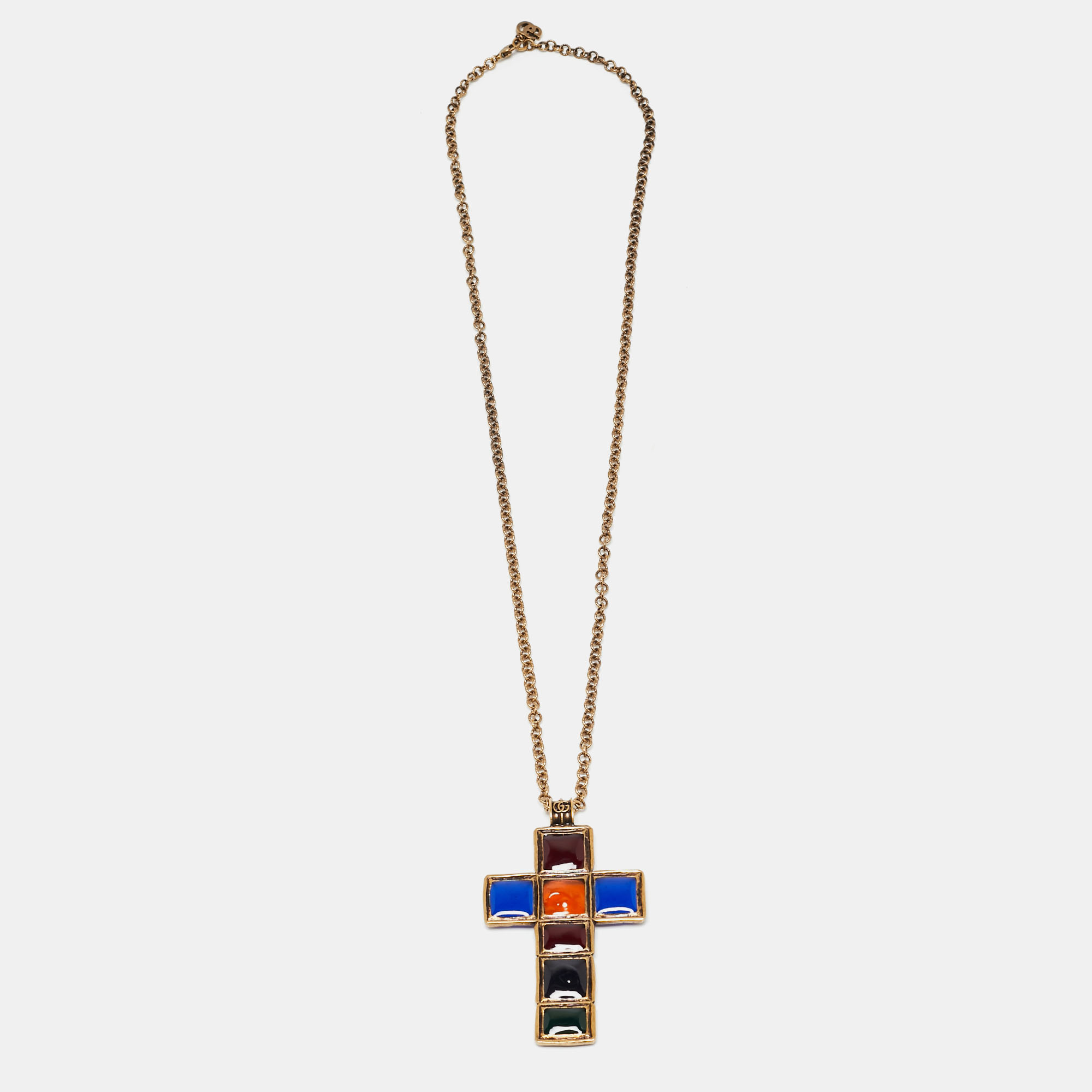 

Gucci Multicolor Gripoix Cross Pendant Necklace