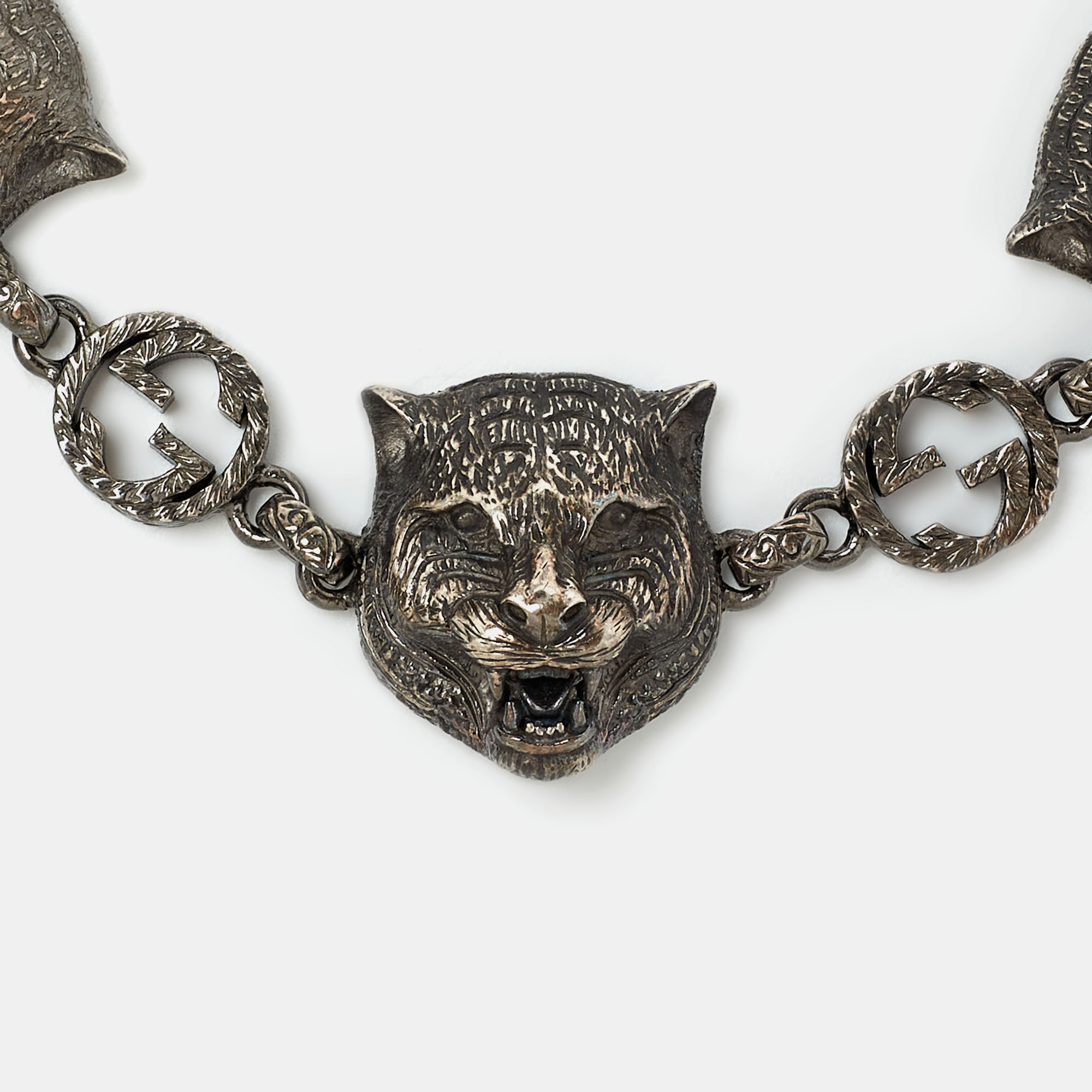 

Gucci Sterling Silver Garden Feline Charm Bracelet