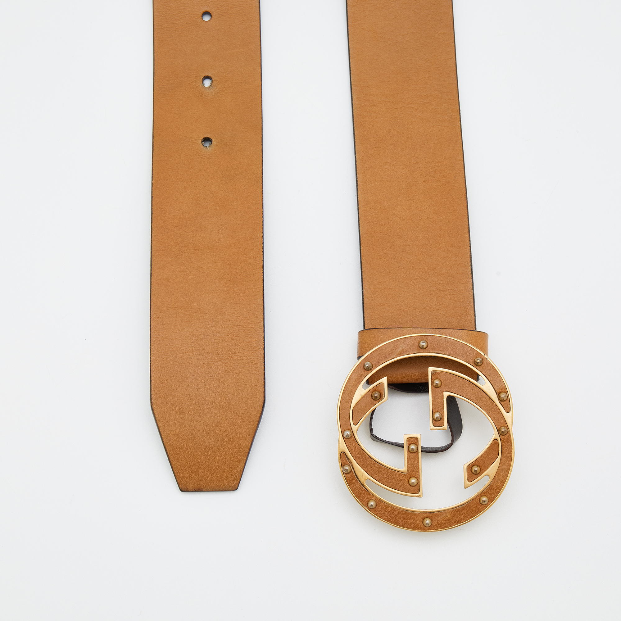 

Gucci Brown Leather Interlocking G Buckle Belt