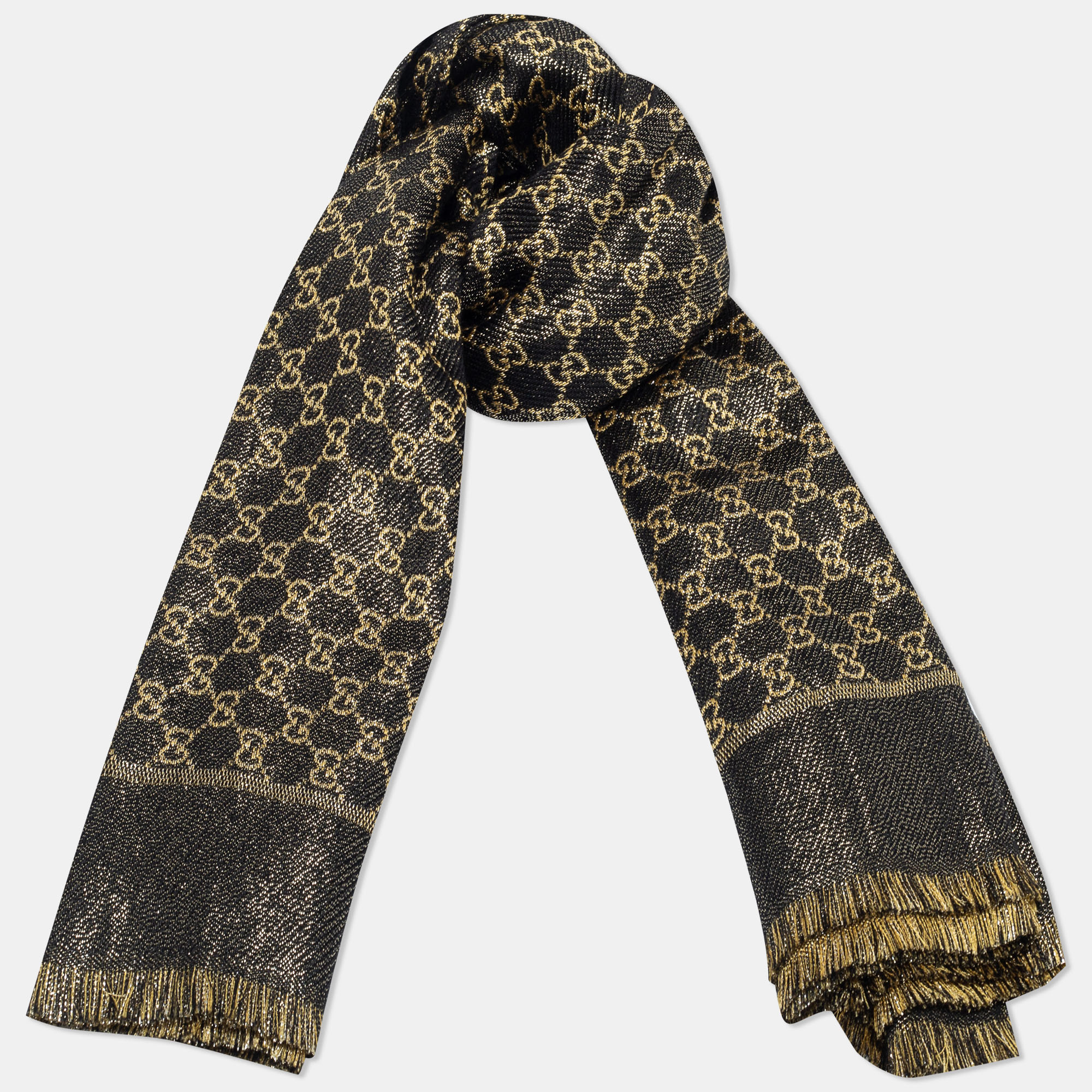 

Gucci Black Lurex Guccissima Jacquard Square Scarf