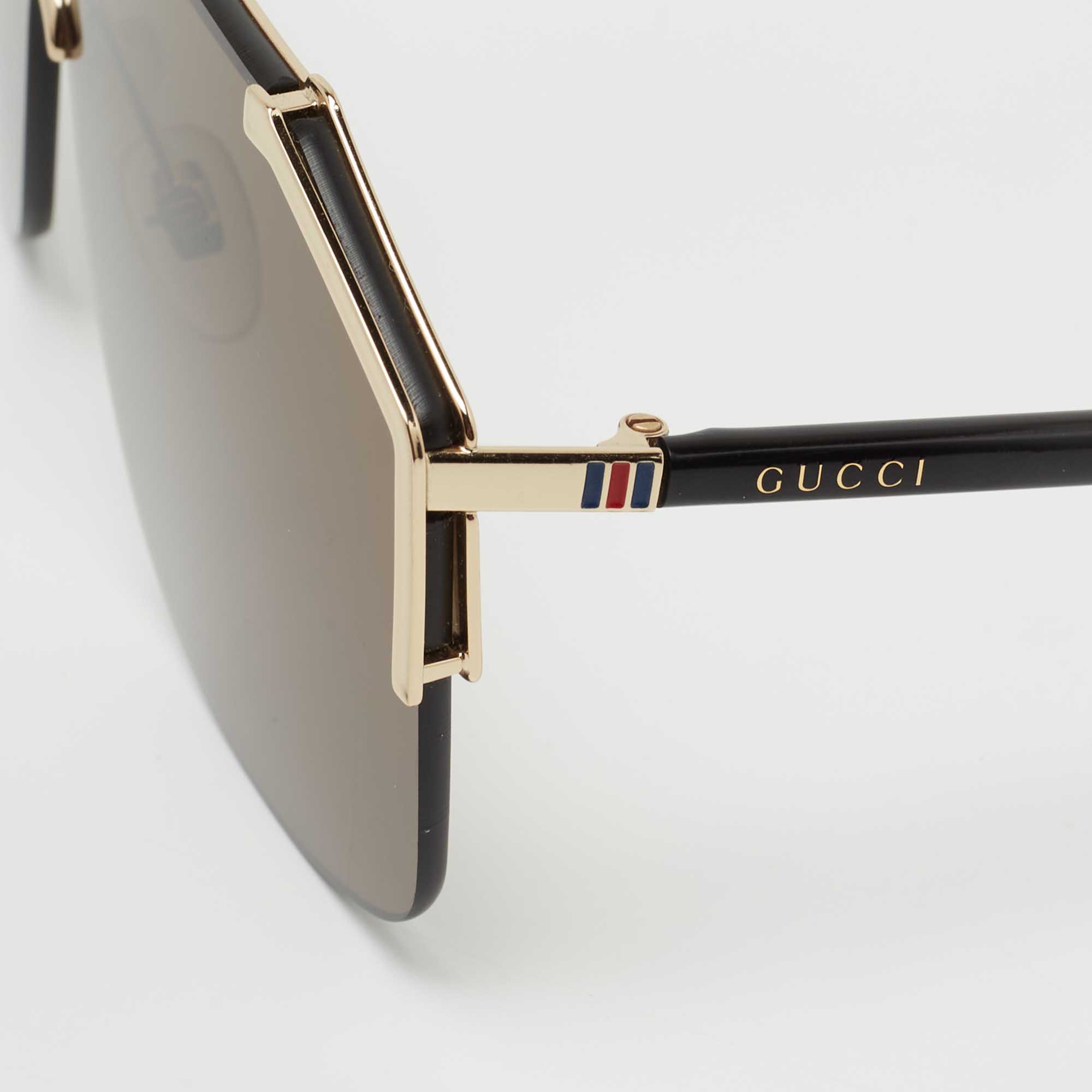 

Gucci Gold Tone/ Brown GG0291S Shield Sunglasses