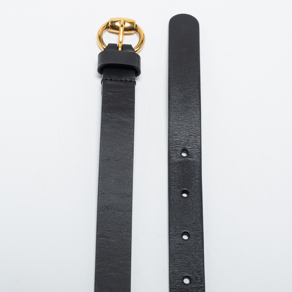 

Gucci Black Leather Horsebit Slim Belt