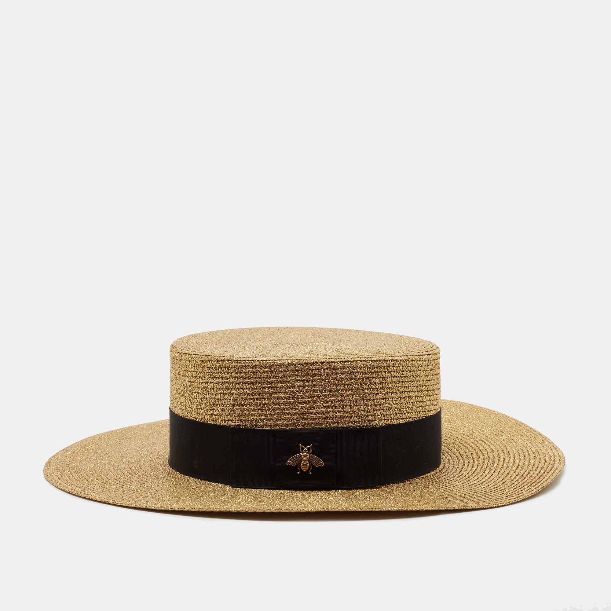 

Gucci Black and Gold Lamé Papier Hat