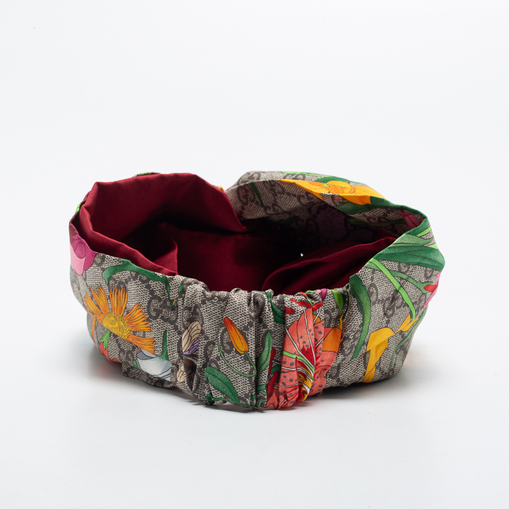 

Gucci Beige/Red GG Flora Print Silk Headband