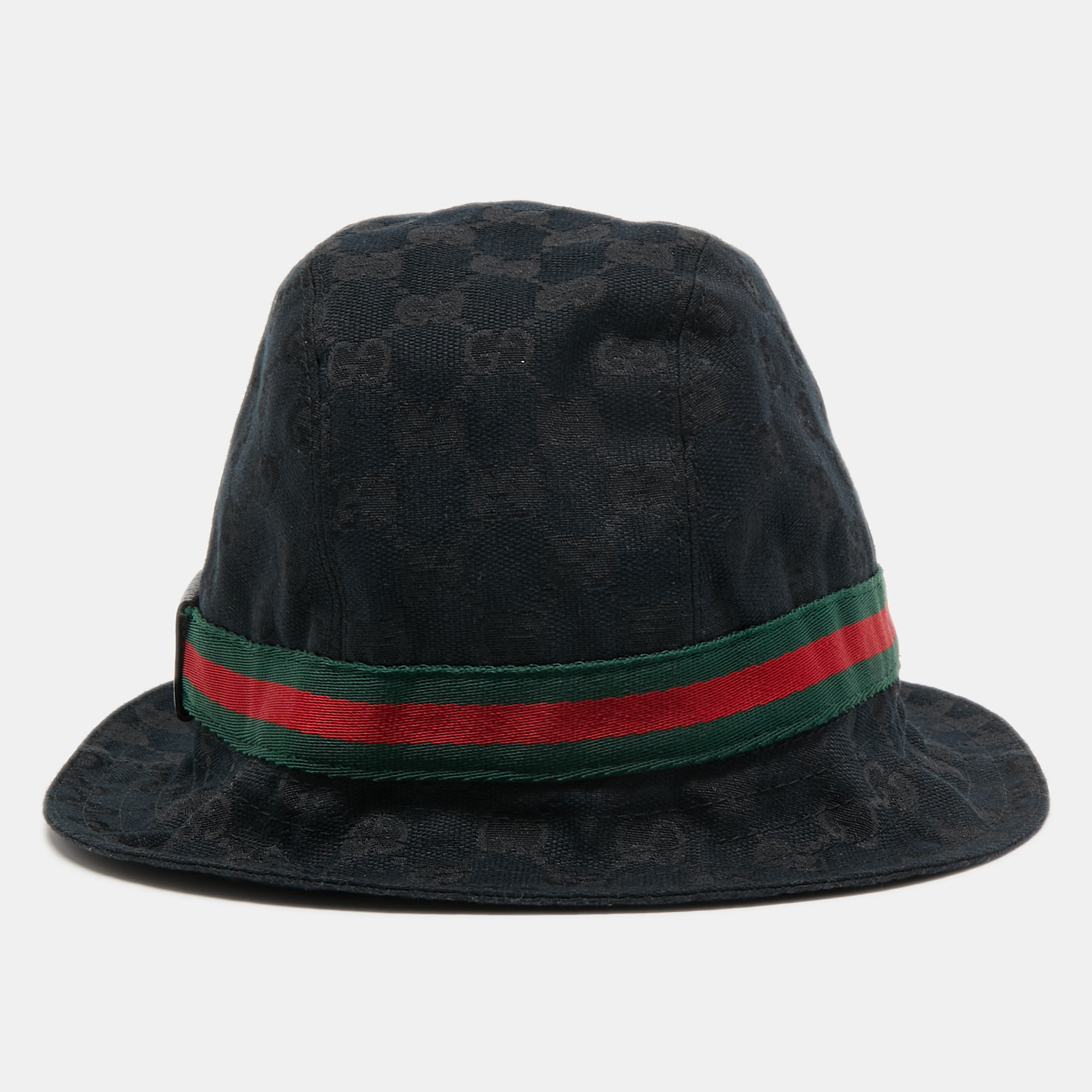 

Gucci Black Web Detail GG Canvas Bucket Hat