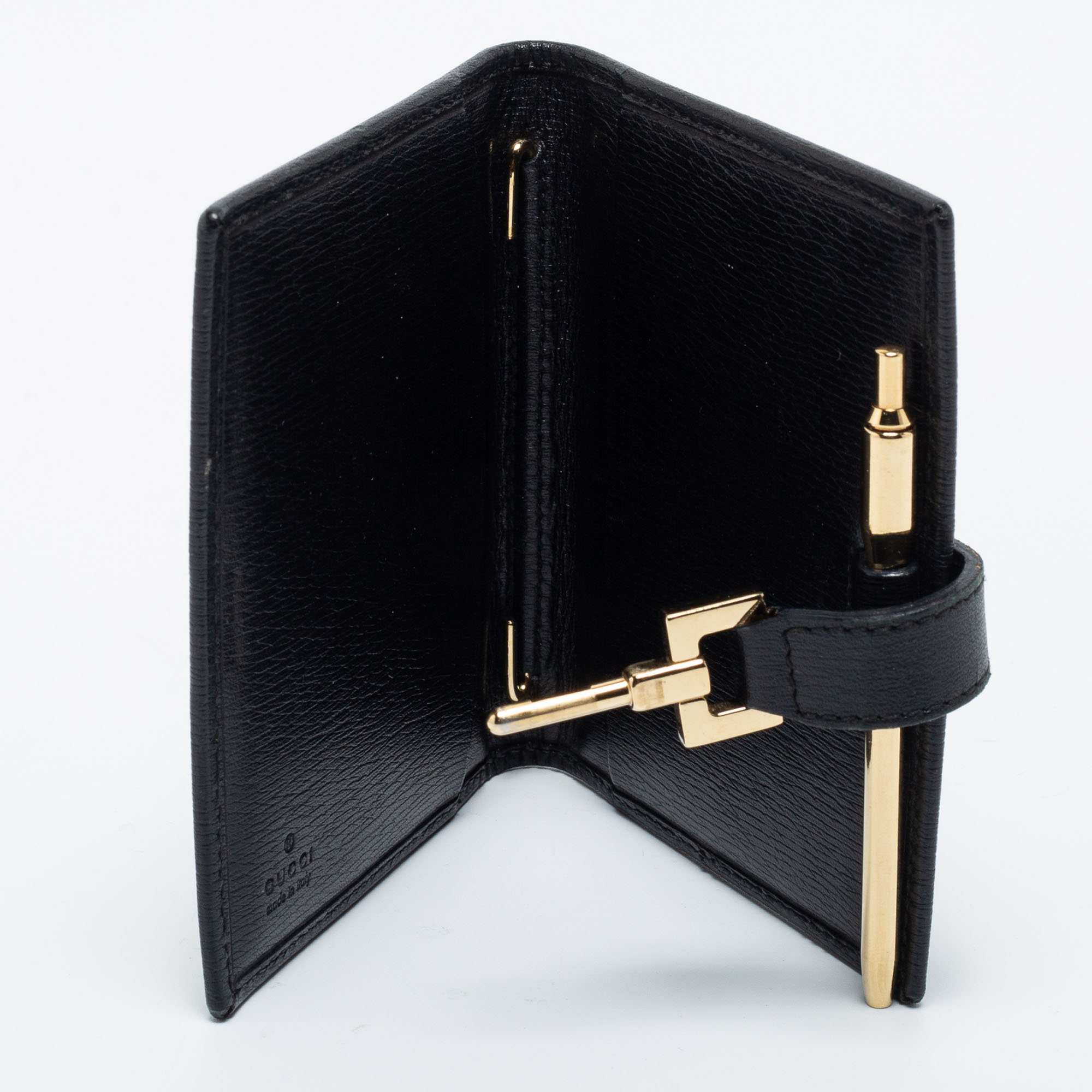 

Gucci Black Leather Piston Lock Agenda Cover