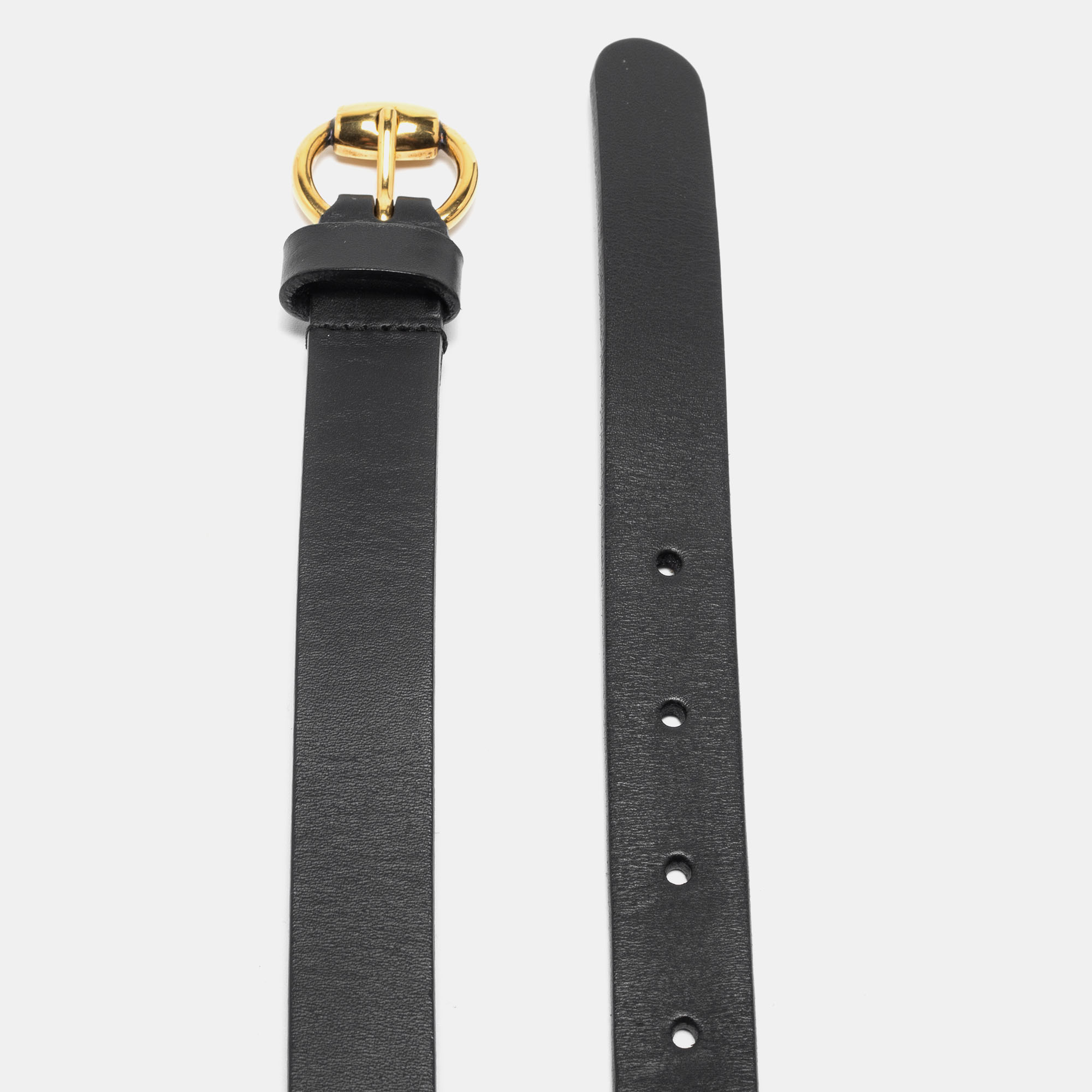 

Gucci Black Leather Slim Buckle Belt