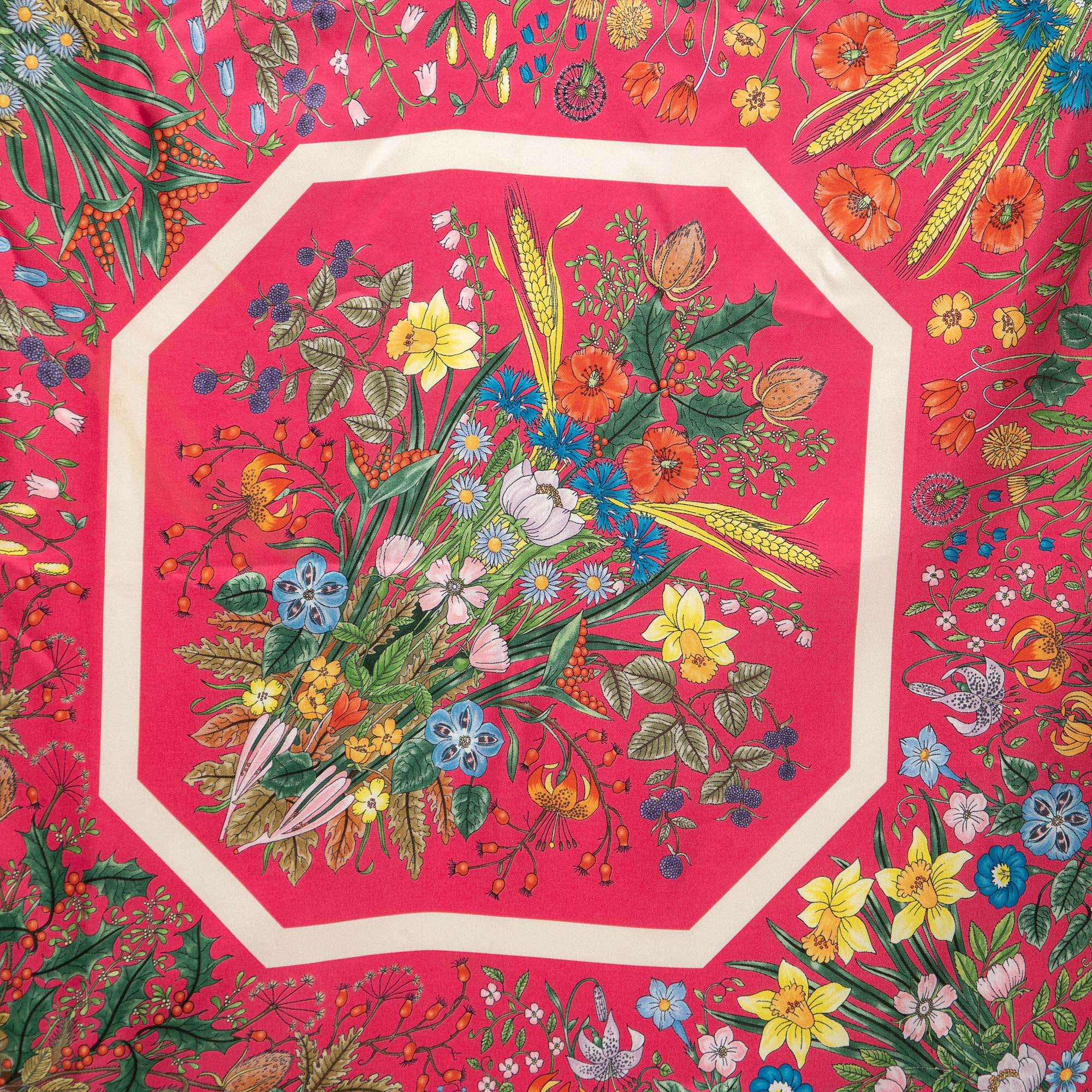 

Gucci Multicolor Floral Printed Silk Square Scarf