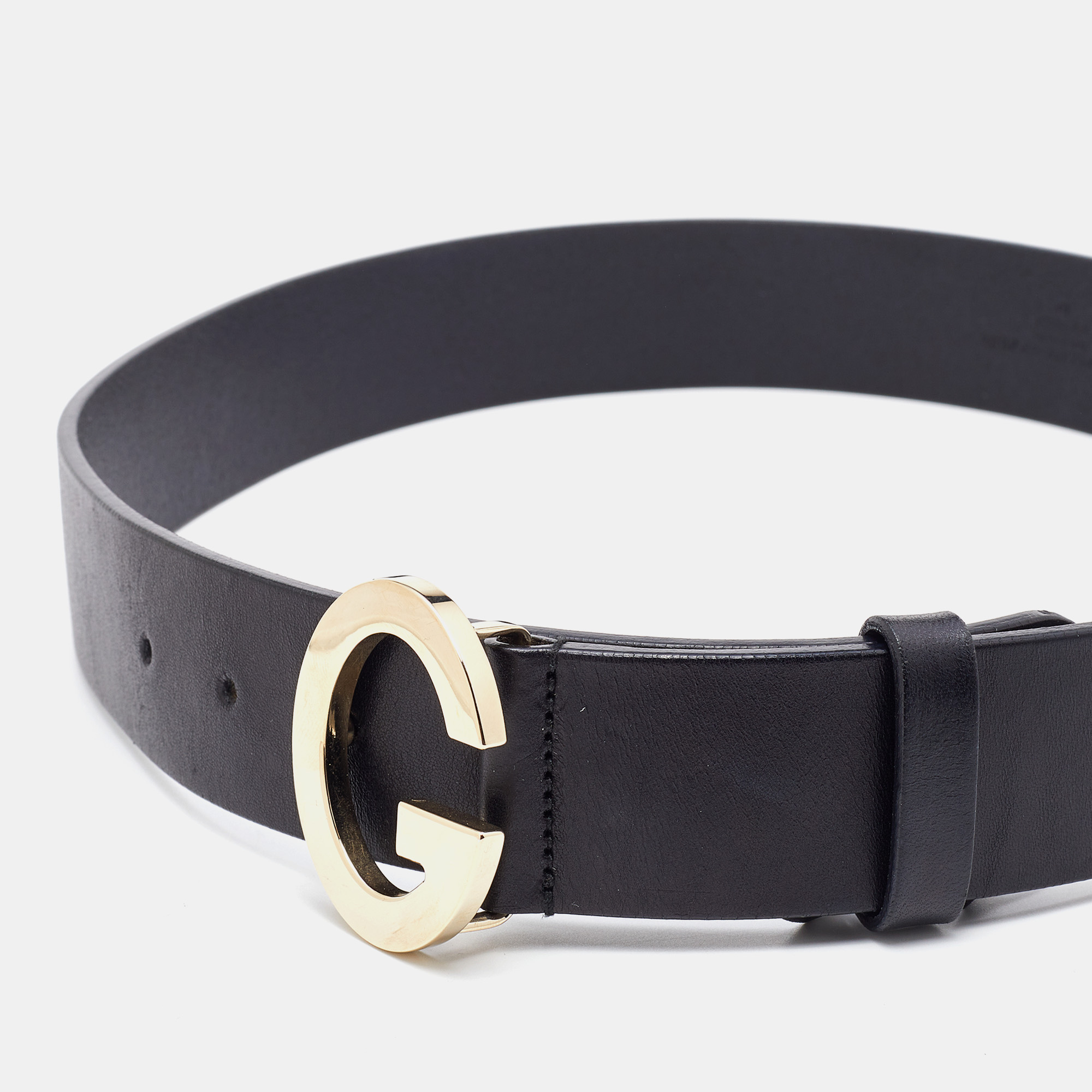 

Gucci Black Leather G Logo Buckle Belt