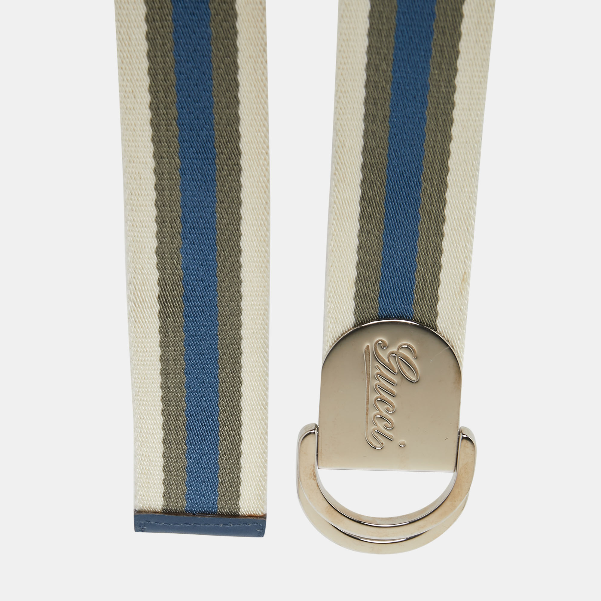 

Gucci Multicolor Web Canvas and Leather Logo Buckle Belt