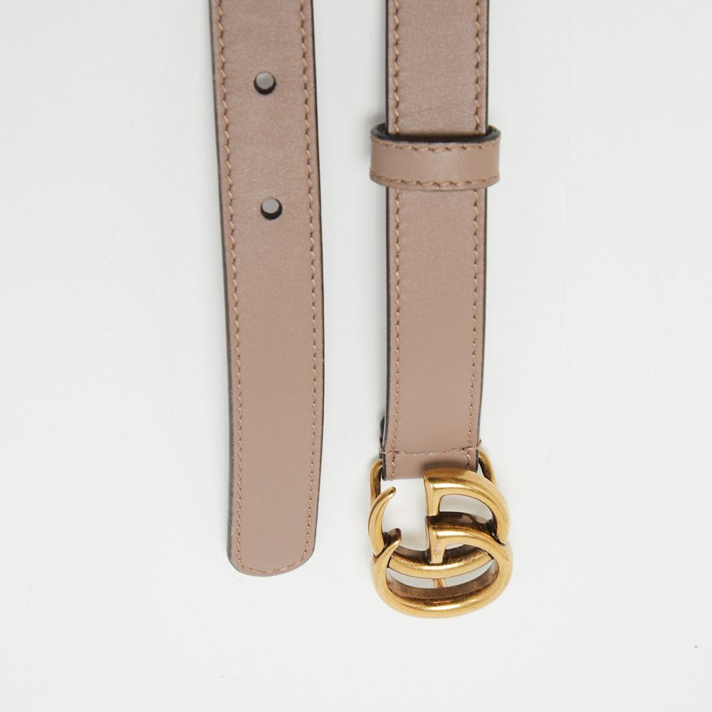 

Gucci Beige Leather GG Marmont Slim Belt