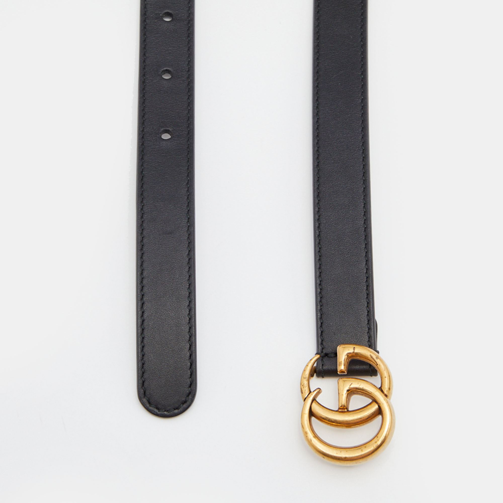 

Gucci Black Leather Double G Buckle Belt