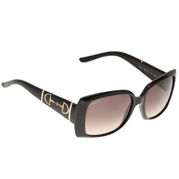 مملوكة مسبقًا Gucci Black GG 3537 Horsebit Square Sunglasses