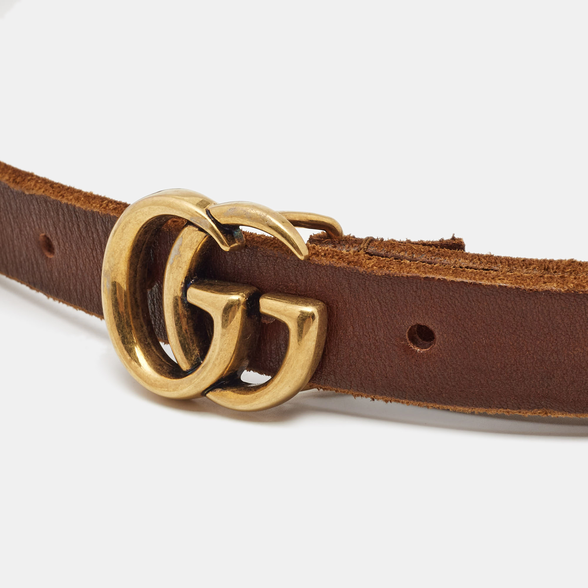 

Gucci Brown Leather Double G Buckle Belt